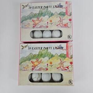 Vintage EASTER EGG String‎ Lights - 2 Sets Crackle Blow Mold Open Box Tested